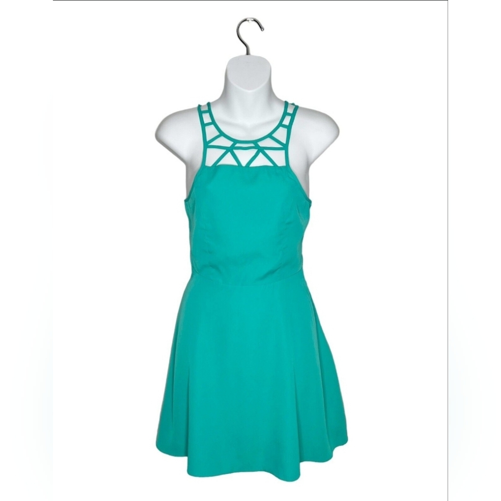 Teal American Outfitters Caged Dress